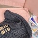 Replica Miu Miu Raffia effect woven hobo bag  in black - 1:1 AAA Quality