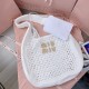 Replica Miu Miu Raffia effect woven hobo bag  in white - 1:1 AAA Quality