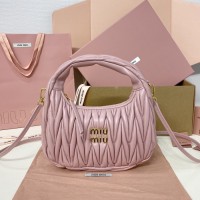 Miu Miu Wander matelassé nappa leather hobo bag Alabaster Pink