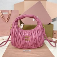 Miu Miu Wander matelassé nappa leather hobo bag Begonia Pink