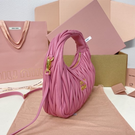 Replica Miu Miu Begonia Pink Wander hobo bag - perfect clone with triangle logo