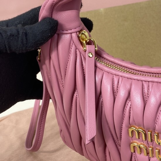 Replica Miu Miu Begonia Pink Wander hobo bag - perfect clone with triangle logo