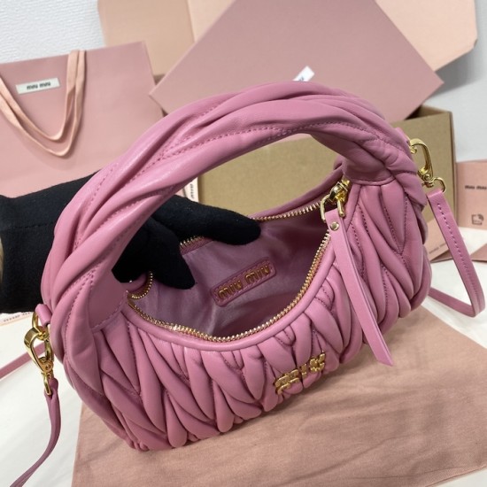Replica Miu Miu Begonia Pink Wander hobo bag - perfect clone with triangle logo