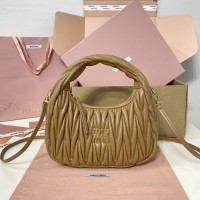 Miu Miu Wander matelassé nappa leather hobo bag Caramel