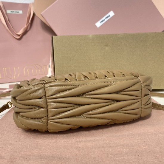 Replica Miu Miu Caramel Wander hobo bag - perfect clone with triangle logo