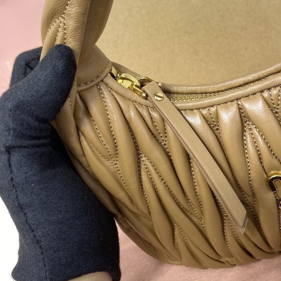 Replica Miu Miu Caramel Wander hobo bag - perfect clone with triangle logo