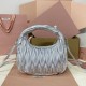 Replica Miu Miu Silver Wander hobo bag - perfect clone with triangle logo