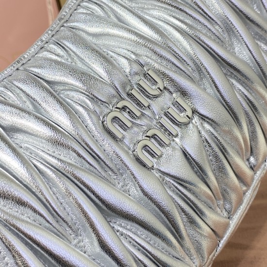 Replica Miu Miu Silver Wander hobo bag - perfect clone with triangle logo