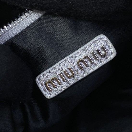 Replica Miu Miu Silver Wander hobo bag - perfect clone with triangle logo