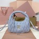 Replica Miu Miu Blue Wander hobo bag - perfect clone with triangle logo
