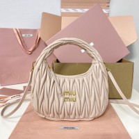 Miu Miu Wander matelassé nappa leather hobo bag Powder Pink