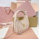 AAA Fake Miu Miu Powder Pink Wander Hobo | miumiureplica.com Replica Miu Miu Powder Pink Wander hobo bag - perfect clone with triangle logo