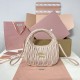 AAA Fake Miu Miu Powder Pink Wander Hobo | miumiureplica.com Replica Miu Miu Powder Pink Wander hobo bag - perfect clone with triangle logo