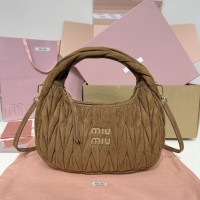 Miu Miu Cocoa Brown Wander matelassé suede bag
