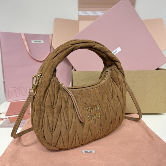 Replica Miu Miu Wander Suede bag - perfect clone with triangle logo