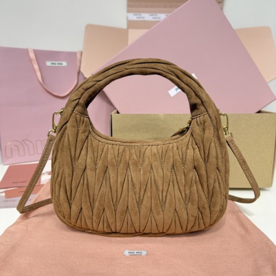 Replica Miu Miu Wander Suede bag - perfect clone with triangle logo