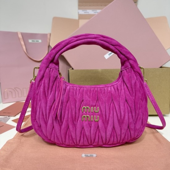 Replica Miu Miu Wander Suede bag - perfect clone with triangle logo