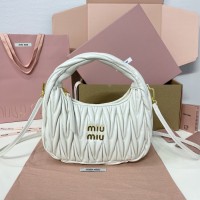 Miu Miu Wander matelassé nappa leather hobo bag White