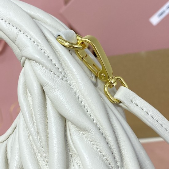 Replica Miu Miu White Wander hobo bag - perfect clone with triangle logo