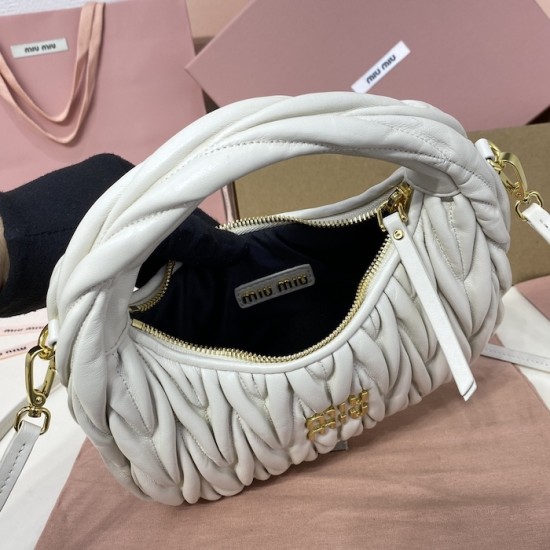 Replica Miu Miu White Wander hobo bag - perfect clone with triangle logo
