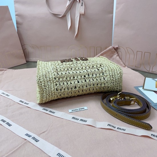 Replica Miu Miu Raffia effect woven tote bag - 1:1 Quality | miumiureplica.com Replica Miu Miu Raffia effect woven tote bag - 1:1 AAA Quality
