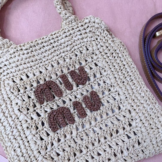 Replica Miu Miu Raffia effect woven tote bag - 1:1 Quality | miumiureplica.com Replica Miu Miu Raffia effect woven tote bag - 1:1 AAA Quality