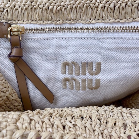 Replica Miu Miu Raffia effect woven tote bag - 1:1 Quality | miumiureplica.com Replica Miu Miu Raffia effect woven tote bag - 1:1 AAA Quality