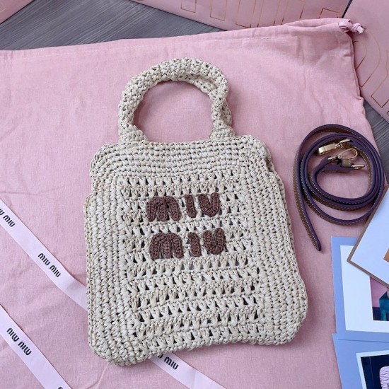 Replica Miu Miu Raffia effect woven tote bag - 1:1 Quality | miumiureplica.com Replica Miu Miu Raffia effect woven tote bag - 1:1 AAA Quality