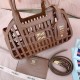 Replica Miu Miu Cognac Leather Basket Bag - 1:1 Quality | miumiureplica.com Replica Miu Miu Cognac Leather Basket Bag Front View