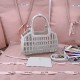 Replica Miu Miu White Leather Basket Bag Front View