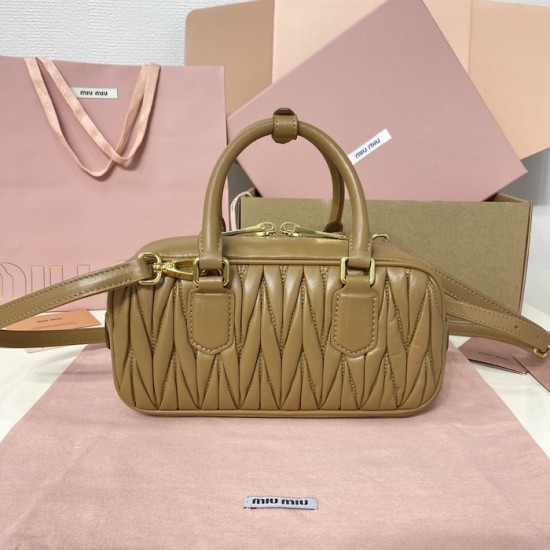 Replica Miu Miu Caramel Arcadie Bag - 1:1 Quality | miumiureplica.com Replica Miu Miu Caramel Arcadie Bag Front View