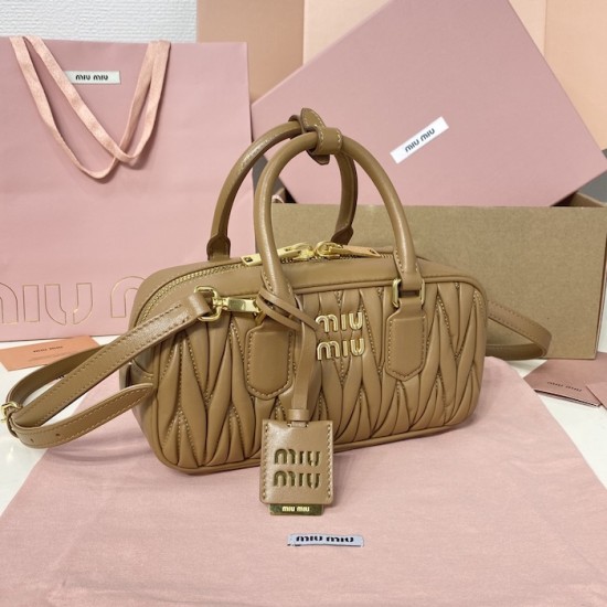 Replica Miu Miu Caramel Arcadie Bag - 1:1 Quality | miumiureplica.com Replica Miu Miu Caramel Arcadie Bag Front View