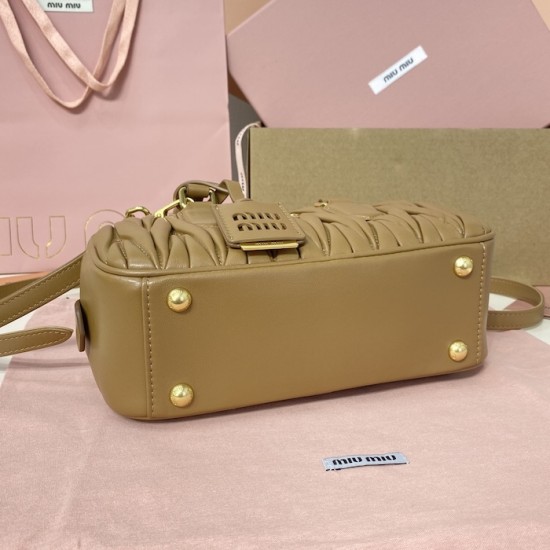 Replica Miu Miu Caramel Arcadie Bag - 1:1 Quality | miumiureplica.com Replica Miu Miu Caramel Arcadie Bag Front View