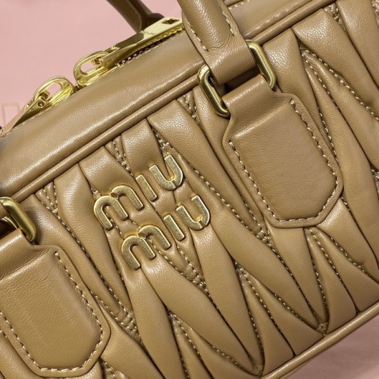 Replica Miu Miu Caramel Arcadie Bag - 1:1 Quality | miumiureplica.com Replica Miu Miu Caramel Arcadie Bag Front View