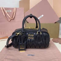 Miu Miu Black Arcadie matelassé nappa leather bag