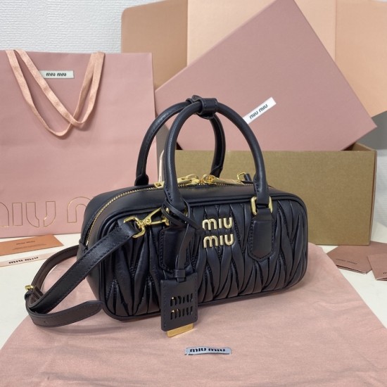 Replica Miu Miu Black Arcadie Bag - 1:1 Quality | miumiureplica.com Replica Miu Miu Black Arcadie Bag Front View