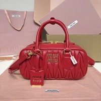 Miu Miu Red Arcadie matelassé nappa leather bag