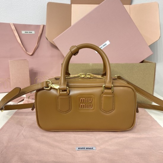 Replica Miu Miu Cognac Arcadie Bag - 1:1 Quality | miumiureplica.com Replica Miu Miu Cognac Arcadie Bag Front View