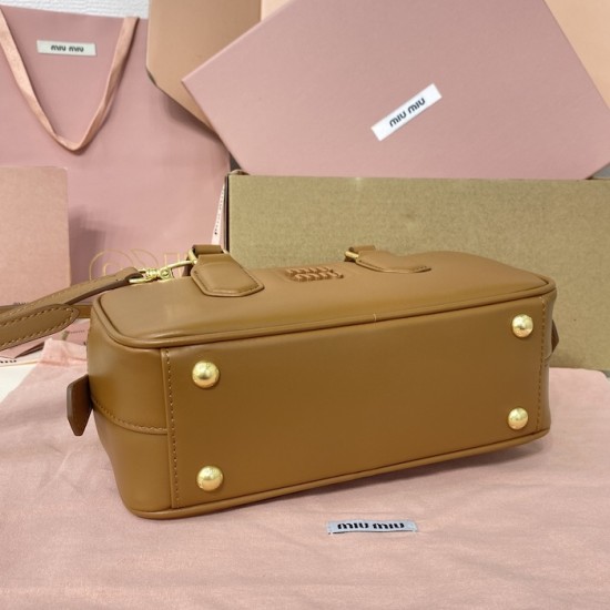 Replica Miu Miu Cognac Arcadie Bag - 1:1 Quality | miumiureplica.com Replica Miu Miu Cognac Arcadie Bag Front View