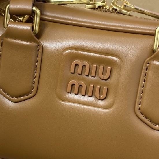 Replica Miu Miu Cognac Arcadie Bag - 1:1 Quality | miumiureplica.com Replica Miu Miu Cognac Arcadie Bag Front View