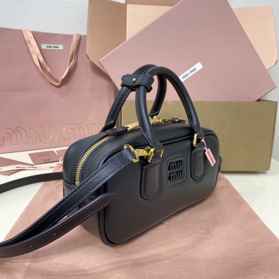 Replica Miu Miu Black Arcadie Bag - 1:1 Quality | miumiureplica.com Replica Miu Miu Black Arcadie Bag Front View