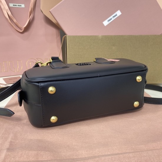 Replica Miu Miu Black Arcadie Bag - 1:1 Quality | miumiureplica.com Replica Miu Miu Black Arcadie Bag Front View