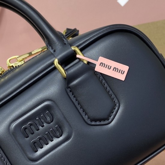 Replica Miu Miu Black Arcadie Bag - 1:1 Quality | miumiureplica.com Replica Miu Miu Black Arcadie Bag Front View