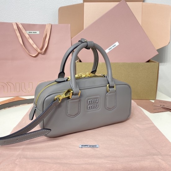 Replica Miu Miu Gray Arcadie Bag Front View