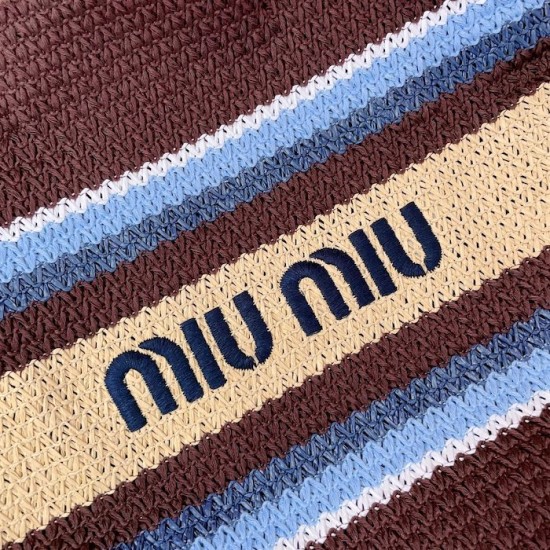 Replica Miu Miu Raffia effect woven tote bag  in Brown - 1:1 AAA Quality