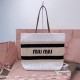 Replica Miu Miu Raffia effect woven tote bag  in White - 1:1 AAA Quality