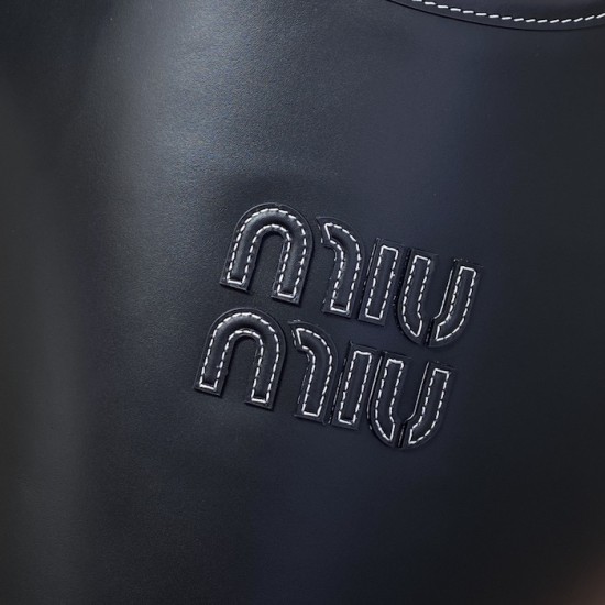 Replica Miu Miu IVY Leather Bag in Black