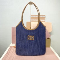 Miu Miu Blue/Brandy IVY Canvas and Leather Bag