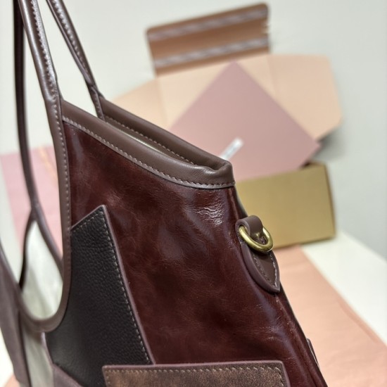 Replica Miu Miu IVY Patchwork Leather Bag in Briarwood