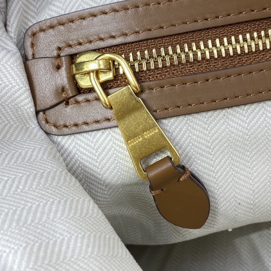 Replica Miu Miu IVY Patchwork Leather Bag in Cognac